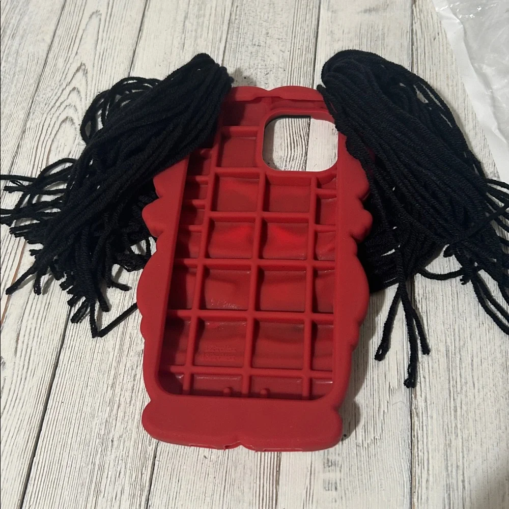13 Pro Max Cute Cartoon Phone Case with Red and Black Accents